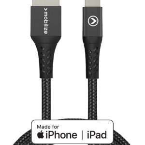 Mobilize Strong Nylon Cable Usb To Apple Mfi Lightning 1M. 12W Black
