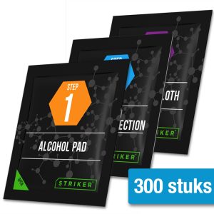 Striker Coating Alcohol Doekje + Desinfectie Nano Coating + Microvezeldoekje 300 Stuks (Per Stuk Verpakt)