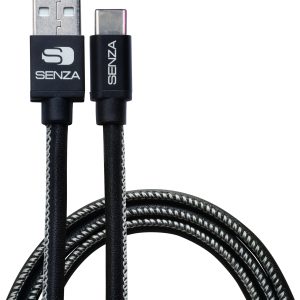 Senza Premium Leather Charge/Sync Cable Usb-C 1.5M. 15W Black