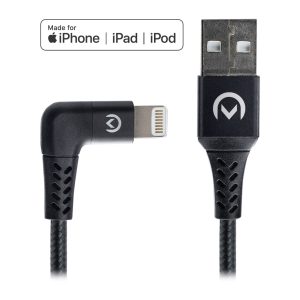 Mobilize Strong Nylon 90° Cable Apple Mfi Lightning 1.5M. 12W Black