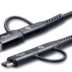 Mobilize Strong Nylon Cable 4In1 Usb, Usb-C To Micro Usb, Usb-C 1.5M Black