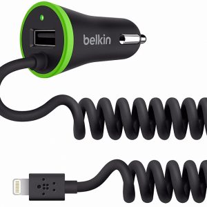 Mob Belkin Car Charger With Usb Port + Coiled Lightning Connector 3.4A Black