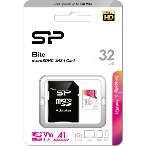 Silicon Power Elite Micro Sdhc Incl. Sd Adapter 32Gb Uhs-1 U1 A1 V10 Class 10 Color