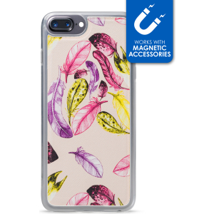 My Style Magneta Case For Apple Iphone 6 Plus/6S Plus/7 Plus/8 Plus Beige Feathers
