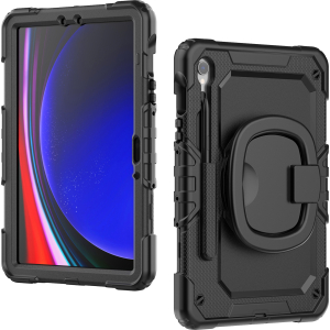 Mobilize Rotating Defender Case Stand Function For Samsung Galaxy Tab S9 11/S9 Fe 10.9 Black