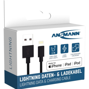 Ansmann USB-A naar Lightning kabel 100 cm