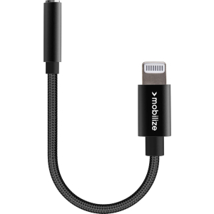 Mobilize Strong Nylon Audio Adapter Mfi Lightning To 3.5Mm 15Cm Black