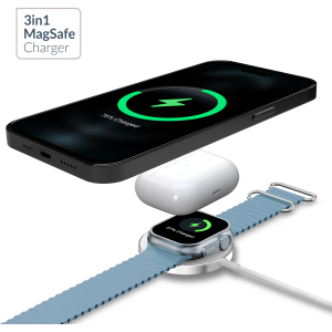 Mobilize 3In1 Magnetic Wireless Charger Magsafe Compatible 15W White