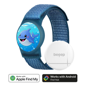 Beeep Onetag Apple Find My & Android Tracker - Kids Wristband Velcro Dolphin