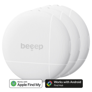 Beeep Onetag Apple Find My & Android Tracker White & Keychain White - 3 Pack
