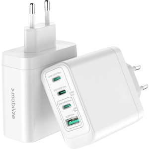 Mobilize Wall Charger 3X Usb-C + 1X Usb Gan 140W With Pd/Pps White