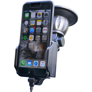 Kram Fix2Car Verstelbare Actieve Telefoonhouder voor Ruit met 2,1A Apple Lightning Autolader | 58-95 mm
