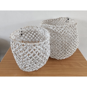 Boho Opbergmanden Set van 2 | Wit | 46 cm en 34 cm