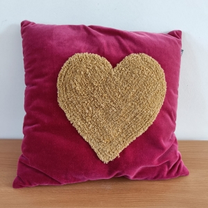 Roze Hartvormig Kussen 40x40 cm - Decoratief Sierkussen