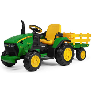 John Deere Kinder Tractor + Aanhanger, 2 X 12 Volt Motoren Met Afstandsbediening