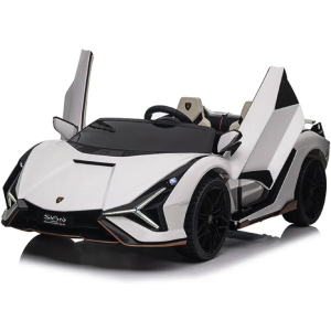 Lamborghini Sian, 2-Persoons 24 Volt Elektrische Kinderauto Met Rubberen Banden, Leder Zitje En Meer
